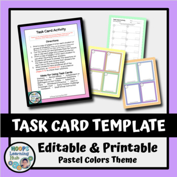 Preview of EDITABLE Task Card Template - Pastel Colors Theme