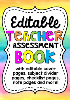 Preview of EDITABLE Teacher Assessment and Record Book/Binder