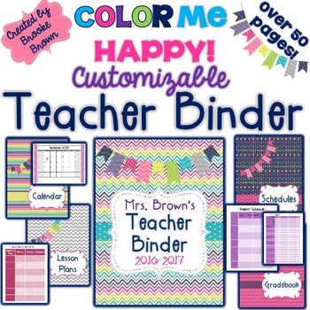 Preview of EDITABLE Teacher Binder 2021-2022 {Color Me Happy}