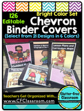 EDITABLE Teacher Binder Covers CHEVRON BRIGHT COLORS Class