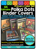 EDITABLE Teacher Binder Covers POLKA DOTS PRIMARY COLORS C