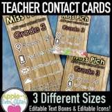 EDITABLE Teacher Contact Cards - Shiplap and Succulent