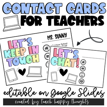 Preview of EDITABLE Teacher Contact Information Cards Handout | Email Phone Google Website