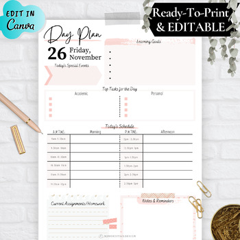 Preview of EDITABLE Teacher Homeschool Planner, Homeschool Day Planner, Homeschool Planner