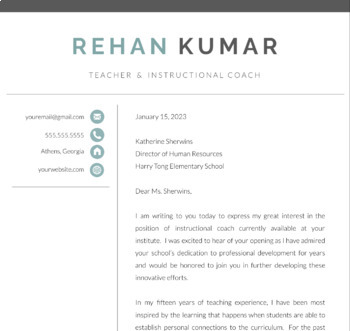 cover letter examples for instructional coach