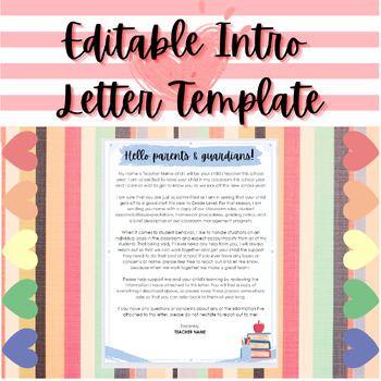 Preview of EDITABLE Teacher Introduction Letter