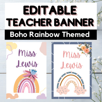 Preview of EDITABLE Teacher Name Banner - Bulletin Board - Classroom Decor / Display - Boho