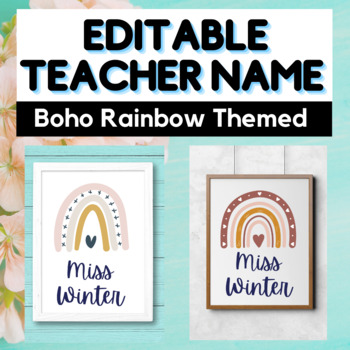 Preview of EDITABLE Teacher Name Banner - Bulletin Board - Classroom Decor / Display- Boho