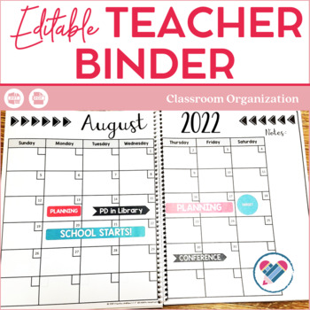 Preview of EDITABLE Teacher Planner and Binder