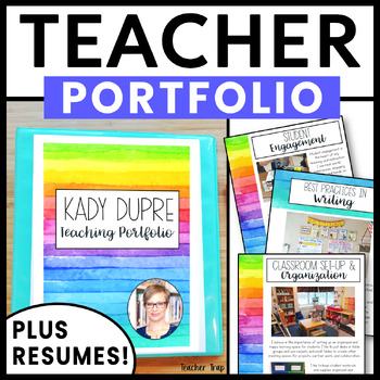Preview of EDITABLE Teacher Interview Portfolio Template, Teaching Resume | With Examples!