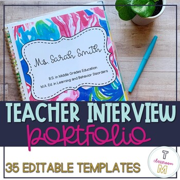 Preview of EDITABLE Teacher Portfolio - Lilly Inspired Template