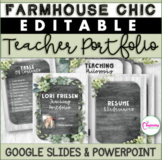 EDITABLE Teacher Portfolio Templates | Farmhouse Chic Theme