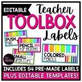 EDITABLE Teacher Toolbox Labels | Rainbow Brights Theme