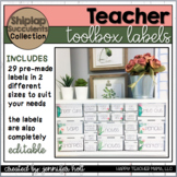EDITABLE Teacher Toolbox Labels (Shiplap & Succulents)