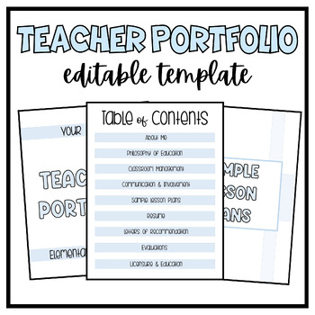 Preview of Teacher Portfolio with Examples! | EDITABLE Template
