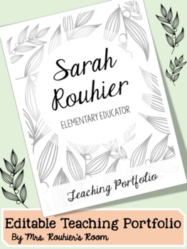 Preview of EDITABLE Teaching Portfolio Template (faded leaves botanical)