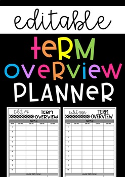 EDITABLE Term Overview Planner Template by Miss Dwyer's Digitals
