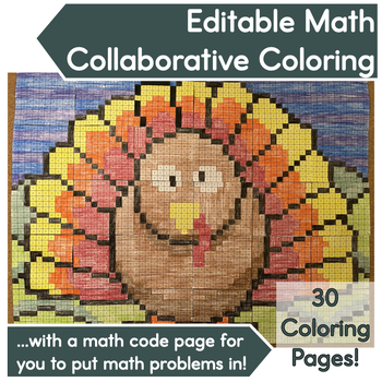 Preview of EDITABLE Thanksgiving Collaborative Coloring Poster - Bulletin Board
