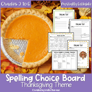 Preview of EDITABLE Thanksgiving Spelling Choice Board