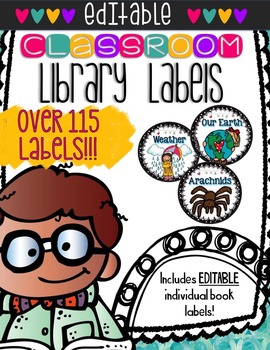 Preview of EDITABLE Themed Book Bin Labels with Individual Book Labels- Basket Labels