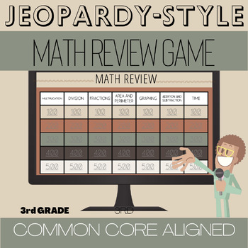 Preview of EDITABLE: Third Grade Review Math Jeopardy Style Game