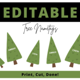 EDITABLE Tree Name Tags for Winter Bulletin Boards