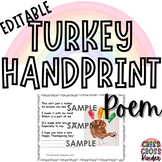 EDITABLE Turkey Handprint Poem Placemat Keepsake Template 