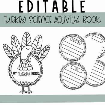 Preview of EDITABLE Turkey Science Activity Book - An Animal Study Booklet for Thanksgiving