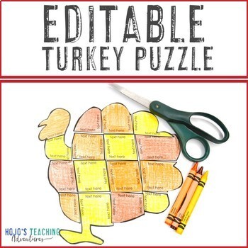 Preview of EDITABLE Turkey Craft Activity Puzzle: Balloons Over Broadway Supplement