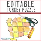 EDITABLE Turkey Craft Activity Puzzle: Balloons Over Broad