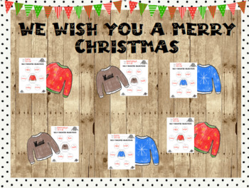 Preview of EDITABLE Ugly Sweater Classroom Winter Bulletin Board And Adjective Activity