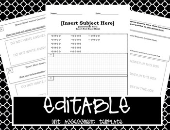 Preview of EDITABLE Unit Assessment Template