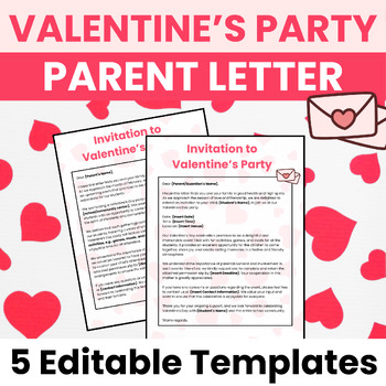 Preview of EDITABLE Valentine's Day Classroom Party Letter to parents February Activity