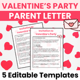 EDITABLE Valentine's Day Classroom Party Letter to parents