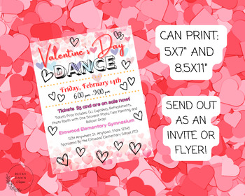 Preview of EDITABLE Valentine's Day Dance Set School Dance Flyer Party