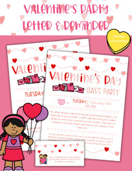 Preview of EDITABLE Valentine's Day Party Letter & Reminder to Parents