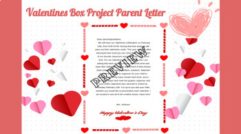 Preview of EDITABLE Valentines Box Parent Letter Project
