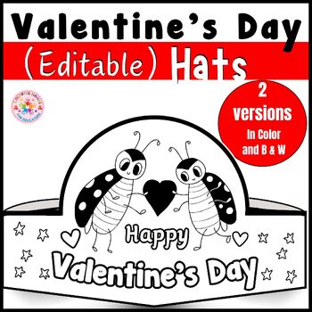 Preview of EDITABLE Valentines Day Hat Crowns FEBRUARY Craft Headbands