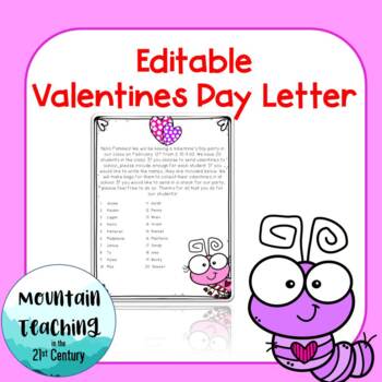 Preview of EDITABLE Valentines Day Parent Letter