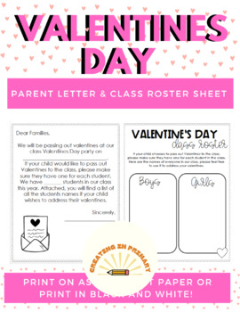 Preview of EDITABLE Valentines Day class list and family letter