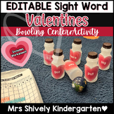 EDITABLE Valentines Sight Word Bowling Center/Activity wit