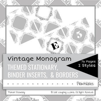 EDITABLE Vintage Stationary Borders Binder Inserts Labels by Jolly