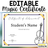 EDITABLE Violin Music Certificate Template PDF Music Recit