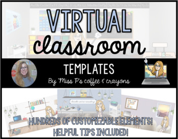 Preview of EDITABLE Virtual Classroom or Library Templates-Bitmoji-Google-Remote Learning