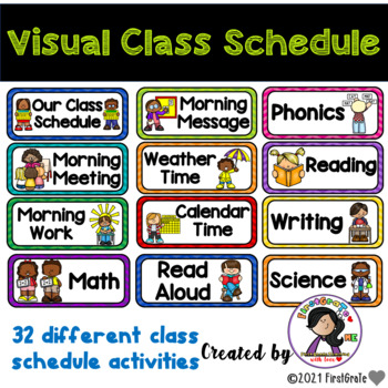 EDITABLE Visual Class Schedule by FirstGrate First Grade Teaching with Love