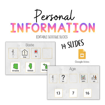 Preview of EDITABLE Visual Personal Information Google Slides Set