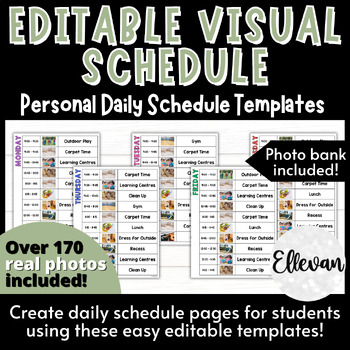 Preview of EDITABLE Visual Schedule for Individual Students | Real Photos Pictures | Autism