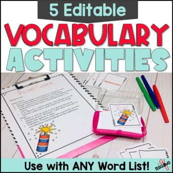 Preview of EDITABLE Vocabulary Games - 2nd 3rd Grade Vocabulary Activities for ANY List
