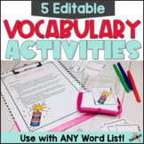 EDITABLE Vocabulary Games - 2nd 3rd Grade Vocabulary Activ