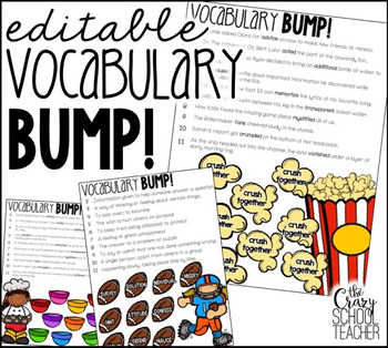 Preview of EDITABLE Vocabulary Game | Vocabulary BUMP Game for 1st-5th grade